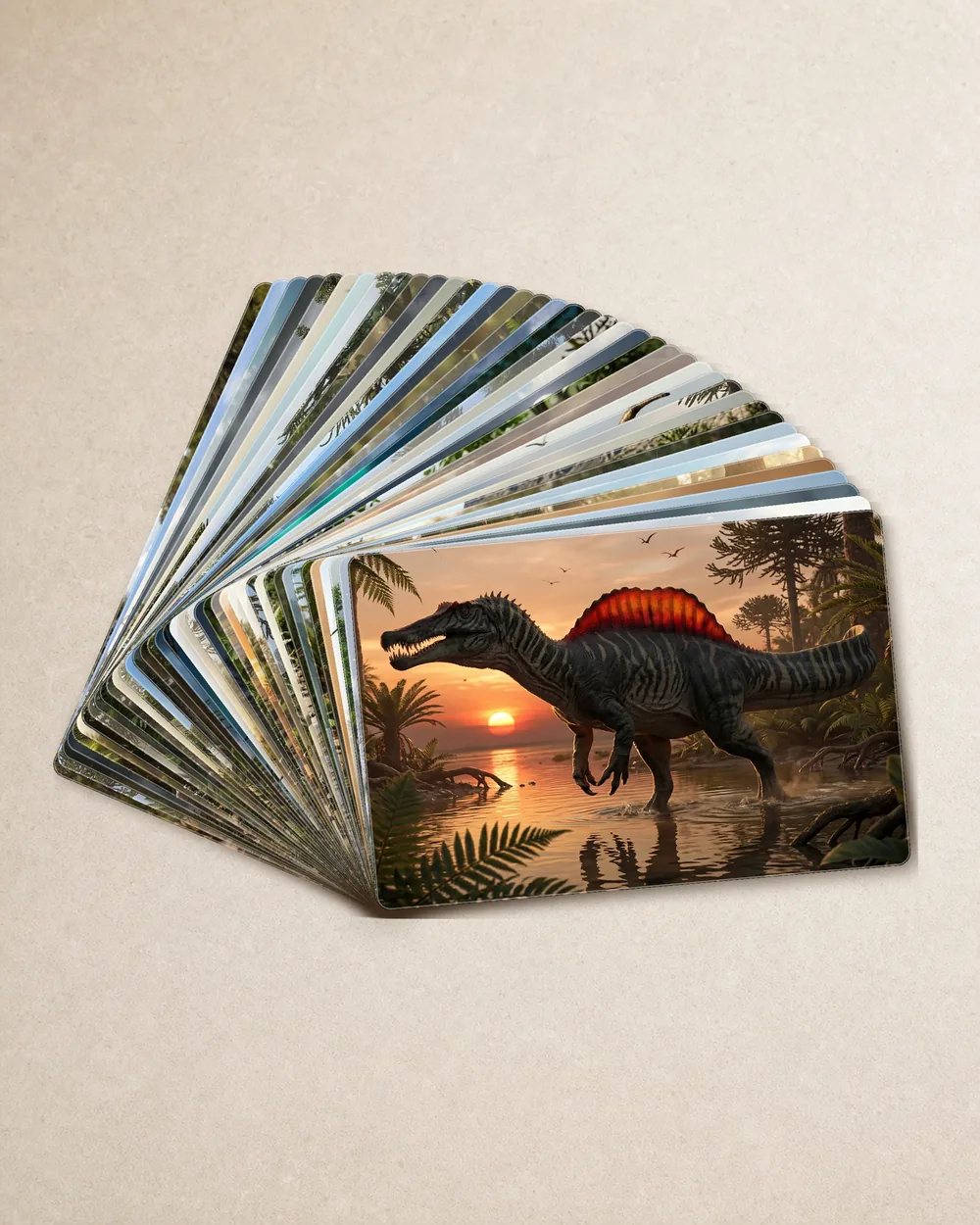 Éventail de cartes imprimées