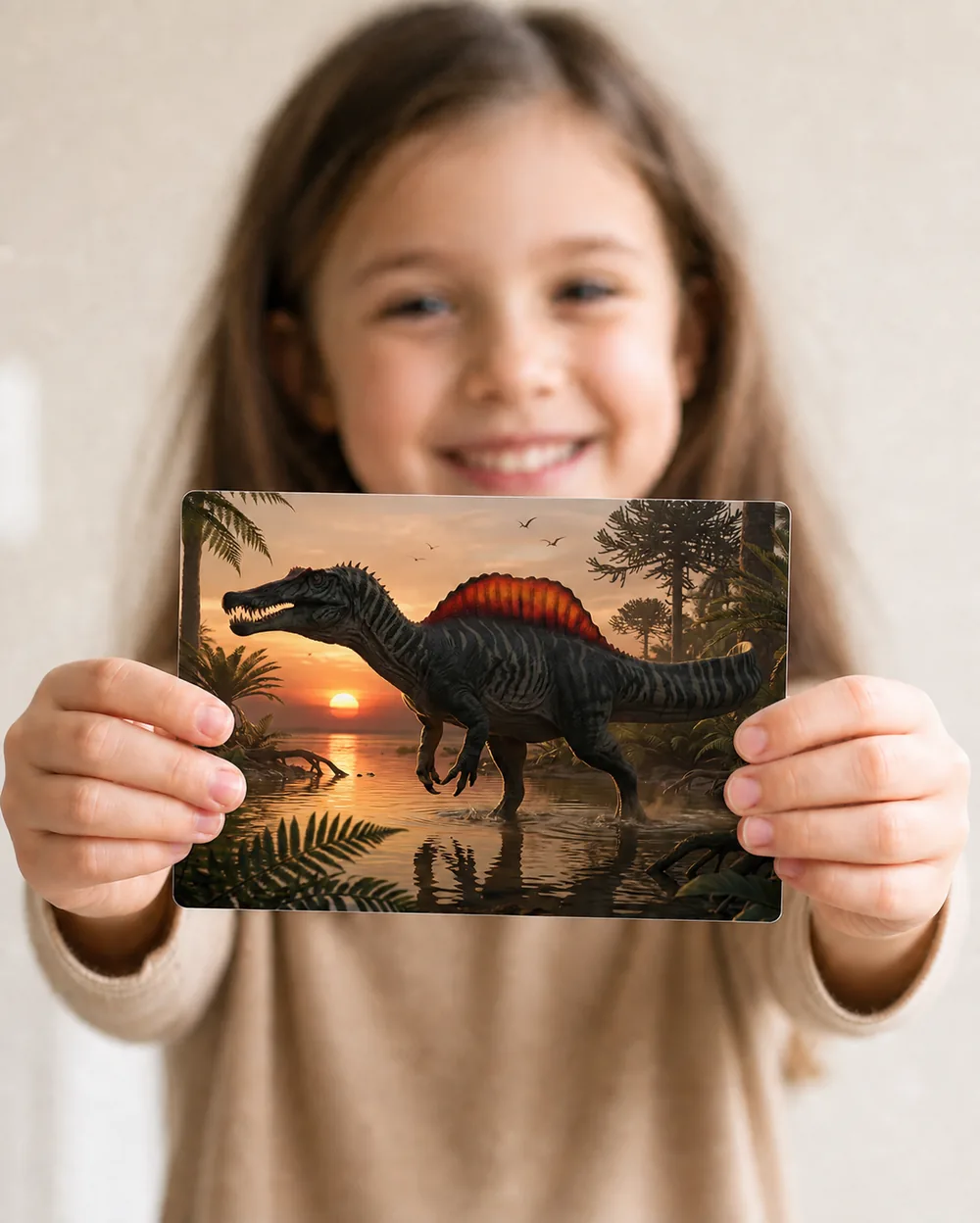 Enfant tenant une carte au recto immersif